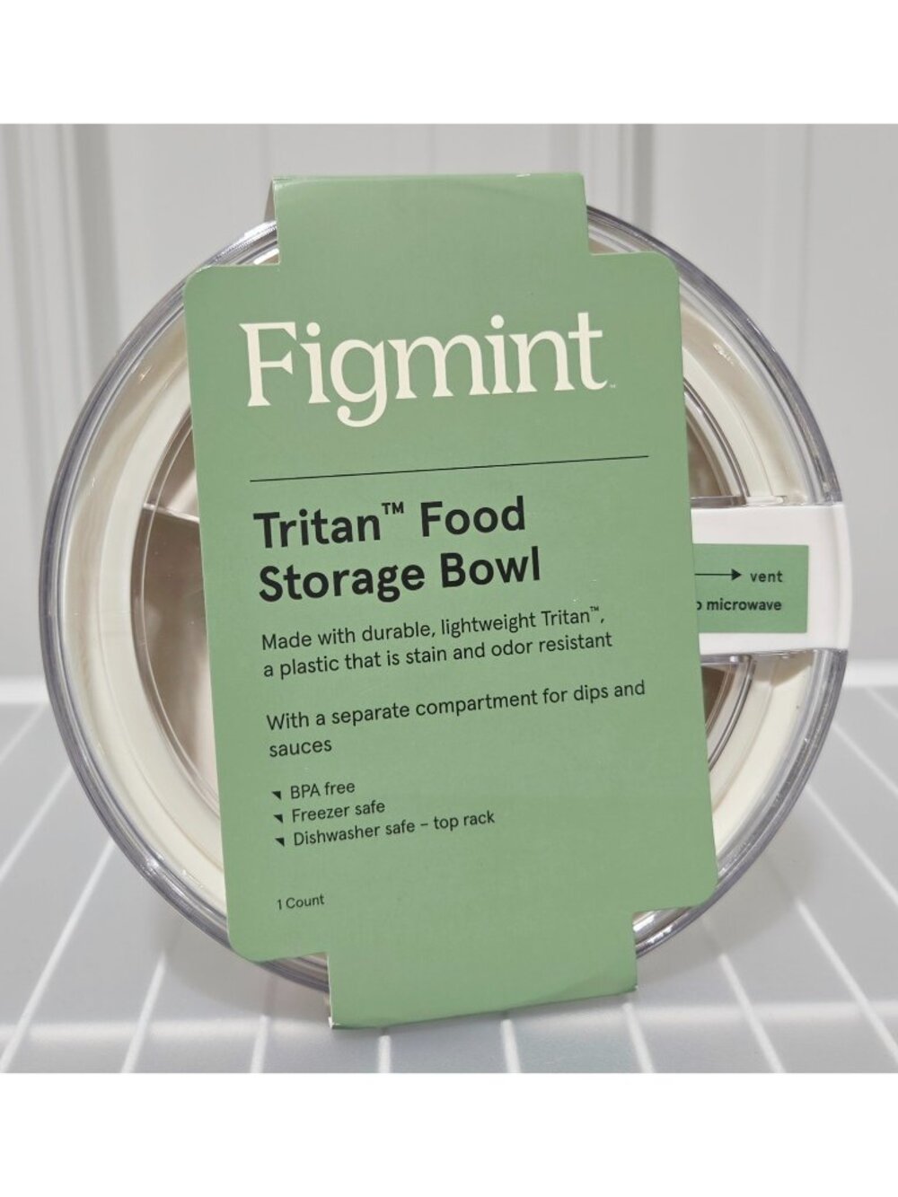Figmint Tritan Food Bento Storage Bowl w/ Dips & Sauce Top Compartment